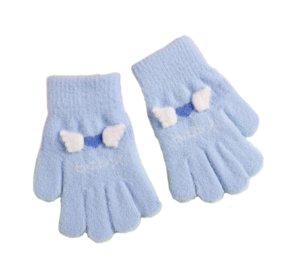 

VIISEN Popular Design for Girls Ages Cute and Perfect for Winter and Cycling Years Kids Gloves, Five-Finger 2-6, Warm, Outings, School, (Blue, 1/3-6