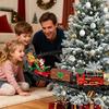 Elektrische Zugstrecke Spielzeugauto Weihnachtsgeschenke Klassische Eisenbahn Lokomotive Waggons Modellspielzeug mit Lichtern Musik für Jungen Mädchen Kinder