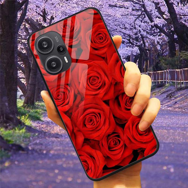 For Xiaomi Poco F5 5G / F5Pro Case Tempered Glass Lake Moon Hard Phone Cover for POCO F5 Pro Capas Funda on PocoF5 Luxury Coque