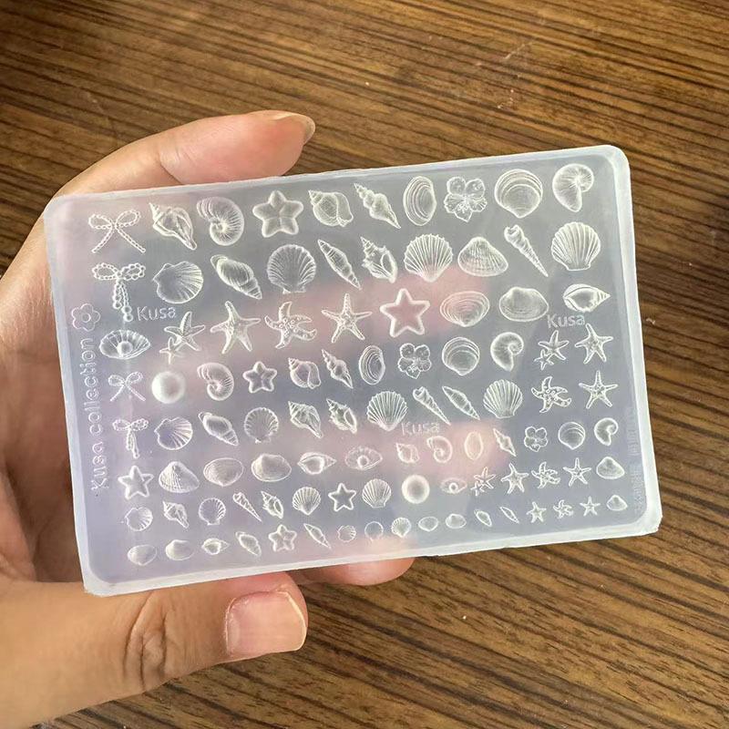 Molde de Silicone para Nail Art Laço 3D Concha do Mar Estrela do Mar Conjunto de 1 ou 3 Peças para Design de Unhas Acrílicas em Gel DIY Salão Uso Doméstico