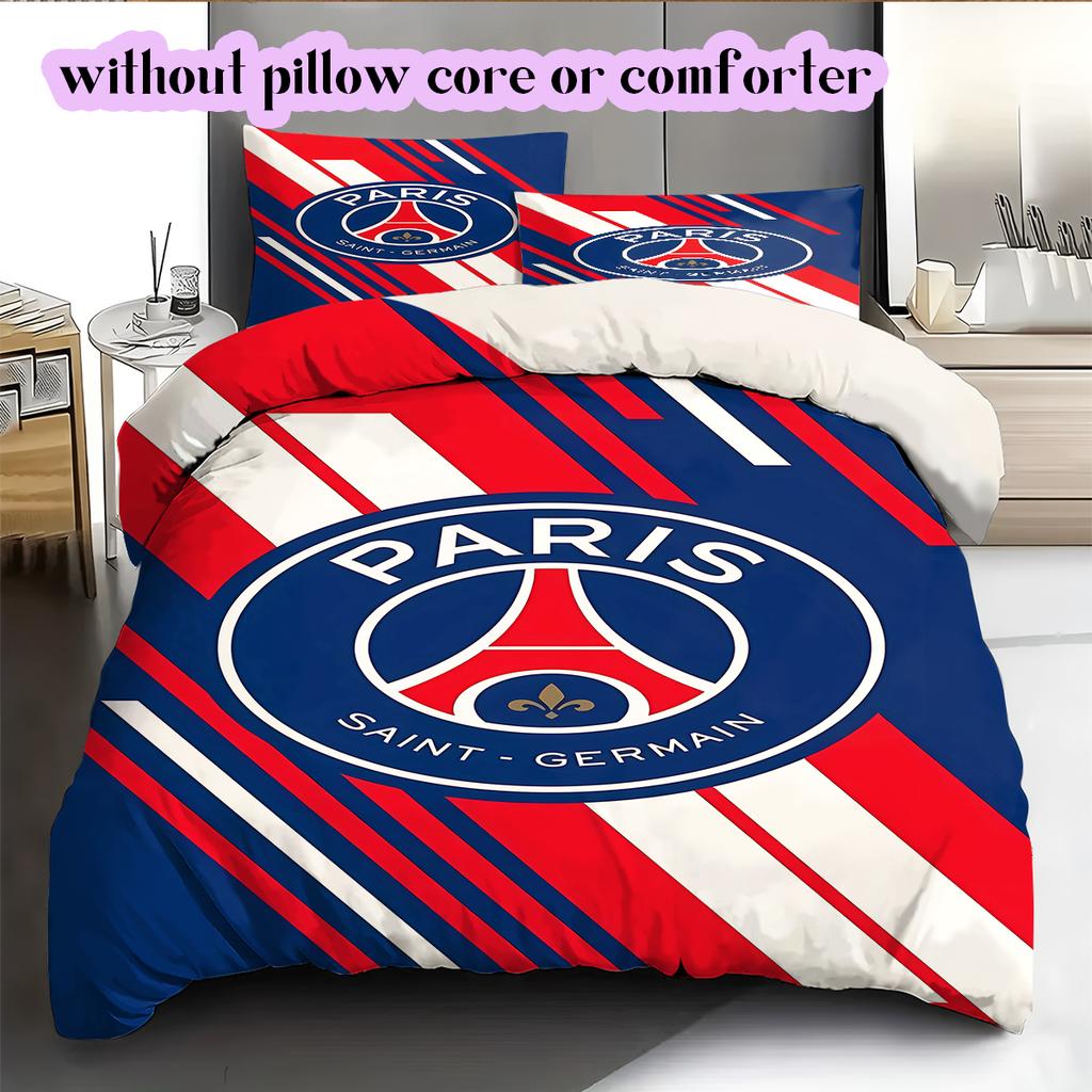 Football Red Blue Pattern Bedding Quilt Set Quilt Cover Pillowcase Home Decoration Birthday Gift (1 * duvet cover + 2 * pillowcase, without core)