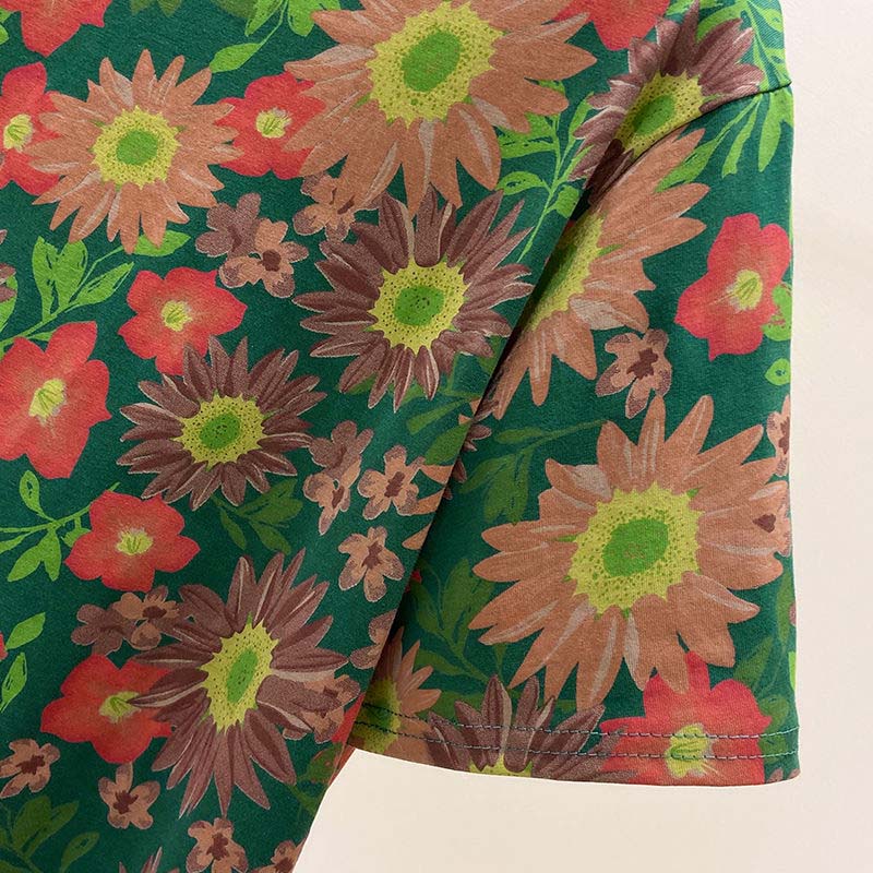 Tops Women Cotton Summer Large Size T-shirt Round Neck Loose Printed Casual Pullover T-shirt Top