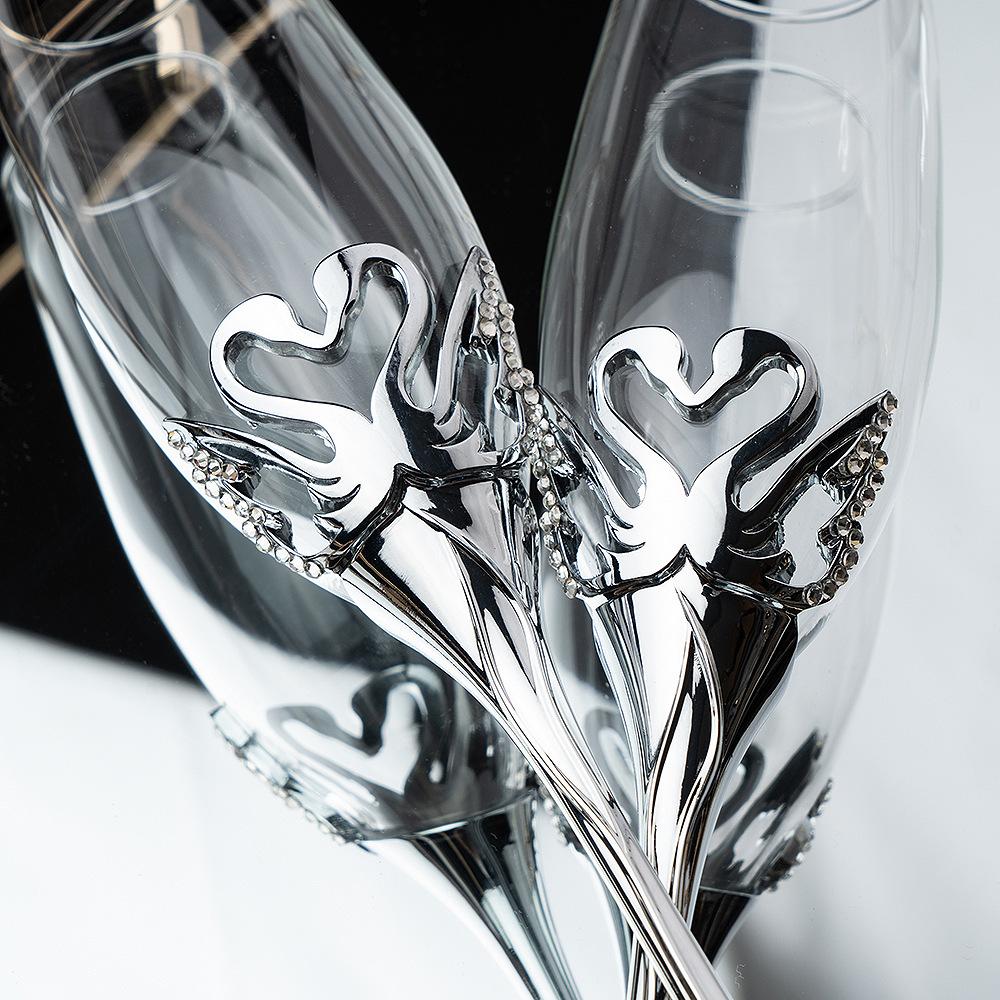 Luxuriöses Schwanenkristallglas Retro Diamant Weinglas Hochzeits-Champagnerglas mit Geschenkbox Toast-Champagnerflöten