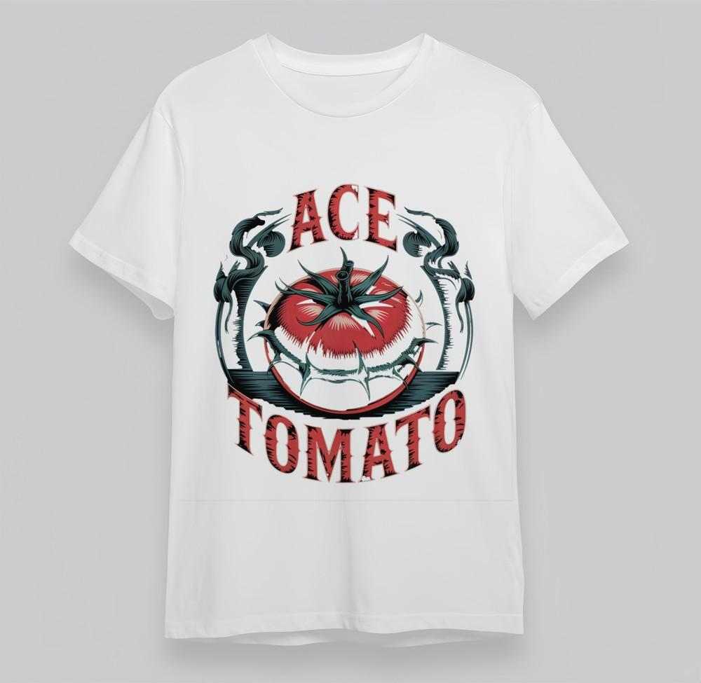 

Women s Plus Size T-shirt With Ace Tomato Emblem Graphic White 100% Cotton Top 3XL