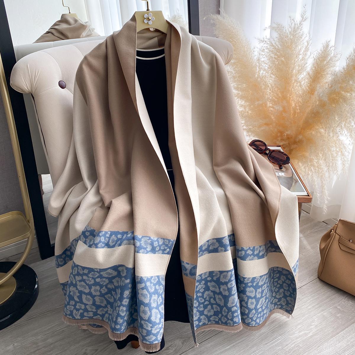 

Fashion Design Winter Cashmere Scarf Women Elegant Warm Pashmina Blanket Poncho Scarves Female Leopard Print Shawl Bufanda