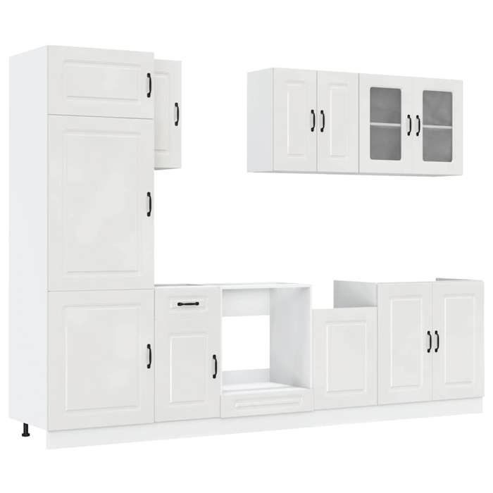 VidaXL Ensemble de 8 meubles de cuisine "Kalmar" en bois d'ingénierie blanc brillant 3314793