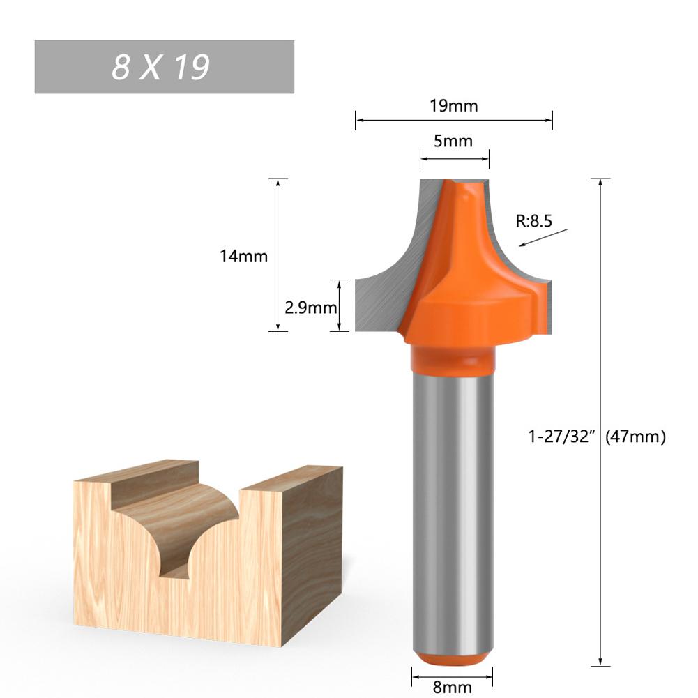 Milling Cutter Router Bit 8mm Shank Carbide End Mill Engraving High Strength Milling Cutter Plunging Round- Over Bit
