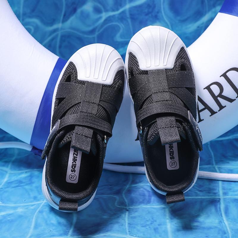 Детская летняя модная однотонная дышащая повседневная обувь на липучках для отдыха — фото 4