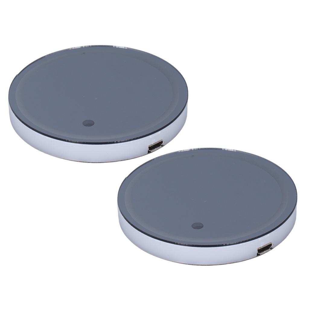 2 Stück Auto LED Atmosphärenlicht Getränkehaltermatte 7 Farben 3 Modi USB-Aufladung IP67 Wasserdicht Rutschfest Universal