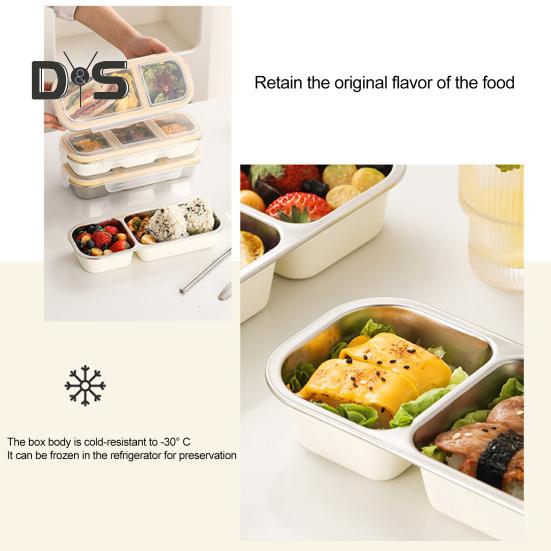 Snackbehälter aus Edelstahl, unterteilte Gewürzbox mit Deckel, Lunchbox mit auslaufsicheren, versiegelten Fächern, wiederverwendbarer Lebensmittelbehälter für die Schule