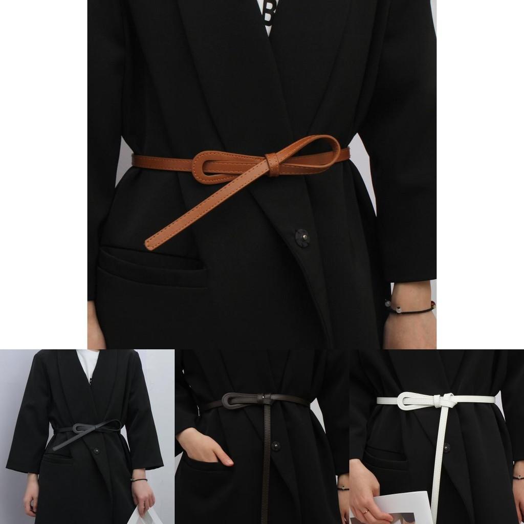 Fashionable Black Thin Waist Belt For Women With Trendy Knot Design For Chic Outfits