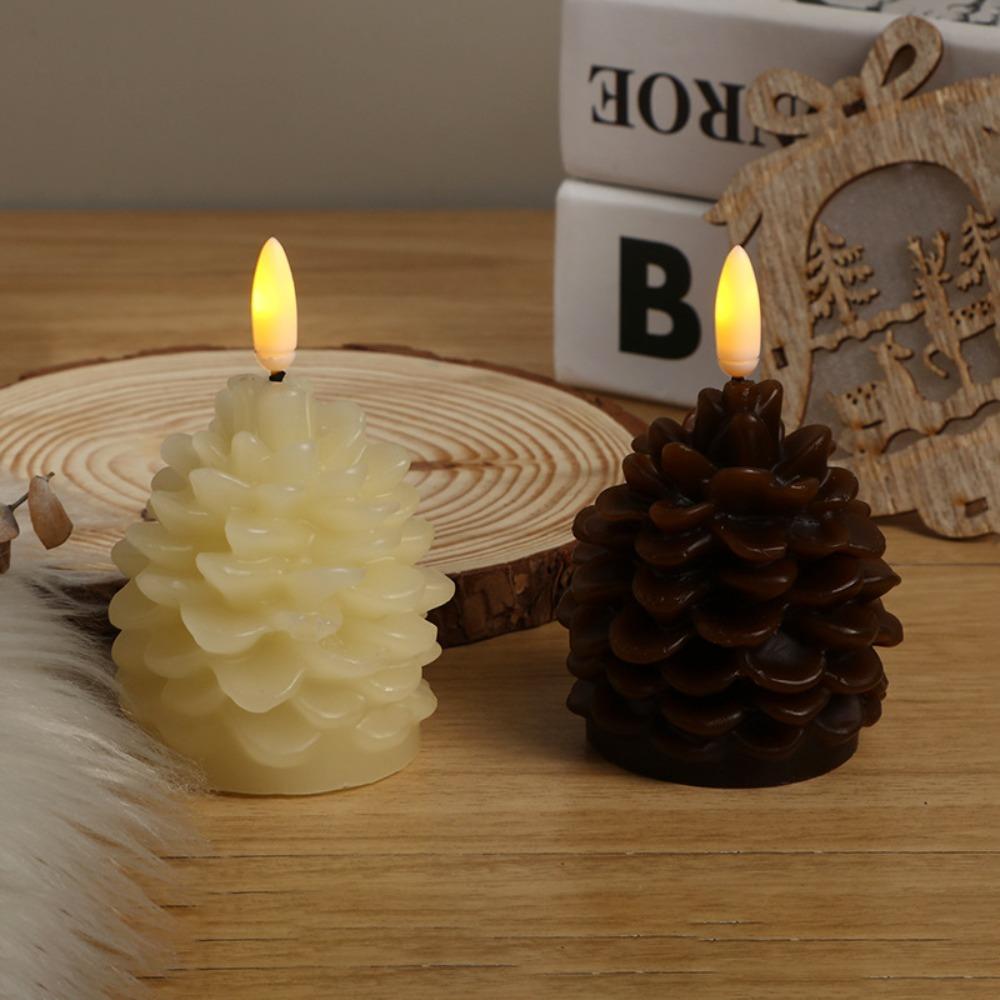 Warm Color Light LED Candles Flameless Electronic Candle Pine Cone Candle Light  Daily Night Use