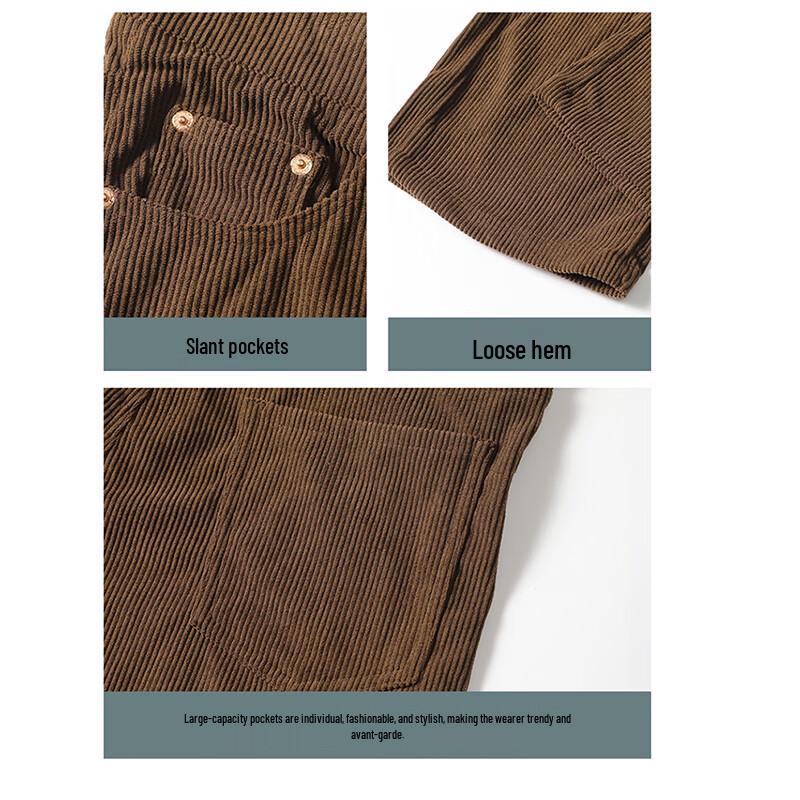 ROMON Men's Corduroy Loose Straight Casual Pants