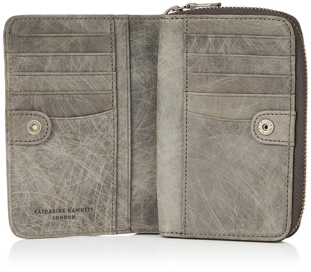 Hamnett Domestic Tanned Leather Hand Scratch Pattern Middle Bill Compartment Gray [Catherine London] SCRUB" (vegetable Tanned) 490-50601