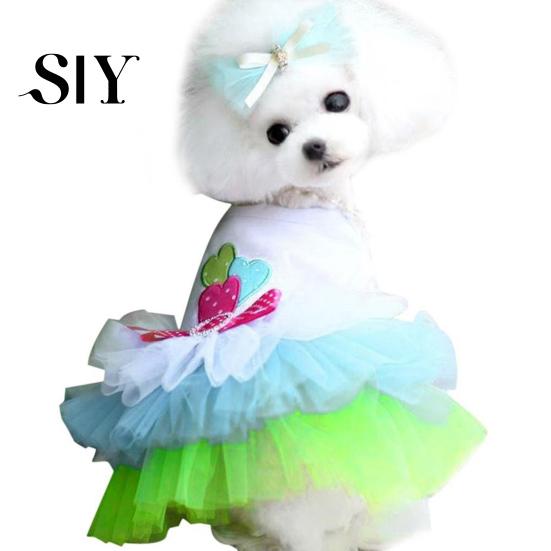 Love-hearts Pattern Pet Dress Breathable Cotton Summer Lace Dog Princess Skirt for Walking Supplies