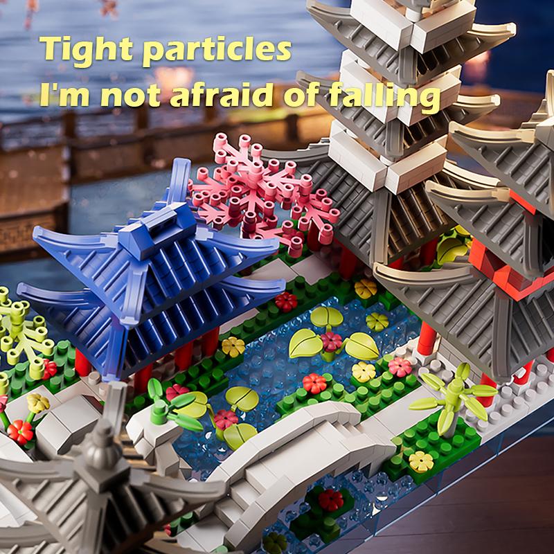 Hangzhou West Lake Scene Architecture Model Decoration Micro Particle Building Blocks Chinese Style Puzzle Assembly Toy Gift