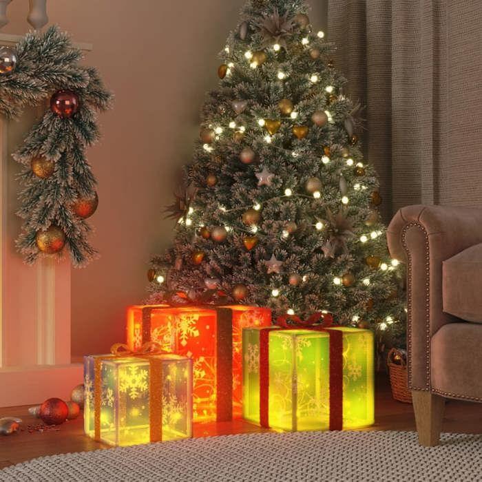 VidaXL Boîtes de Noël lumineuses 3 pcs 64 LED blanc chaud, cadeau de Noël lumineux, boîte de Noël lumineuse, boîte de Noël 356245
