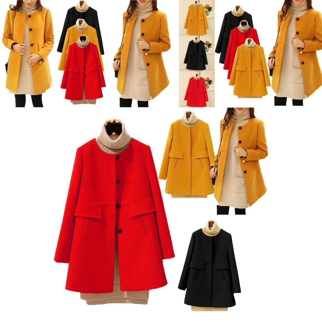 Elegant Women Winter Duffle Coats In Stylish Peacoat Design With Buttons