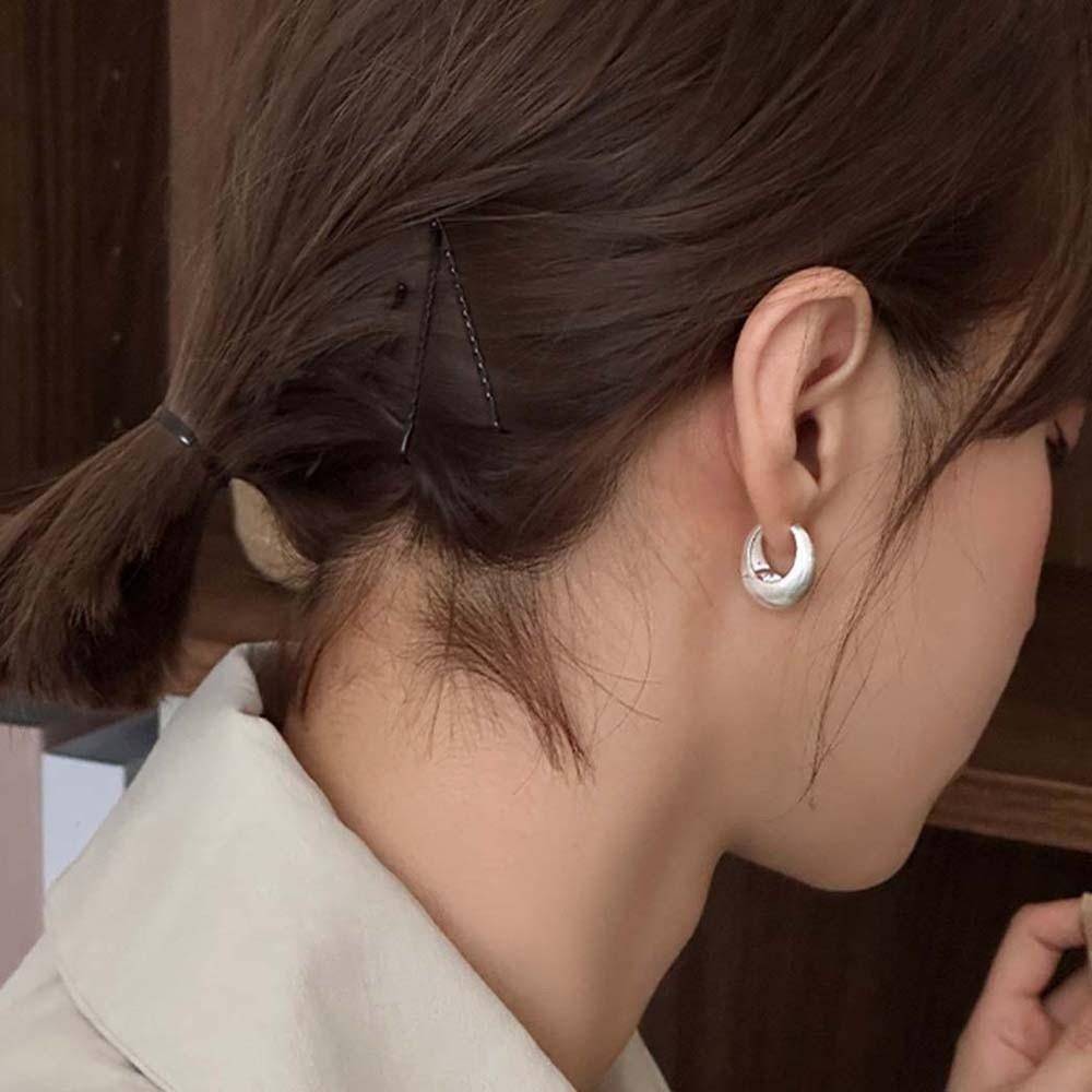925 Silver Needle Golden Round Earrings Elegant Silver Ear Buckles All-match Circle Earrings  Girls