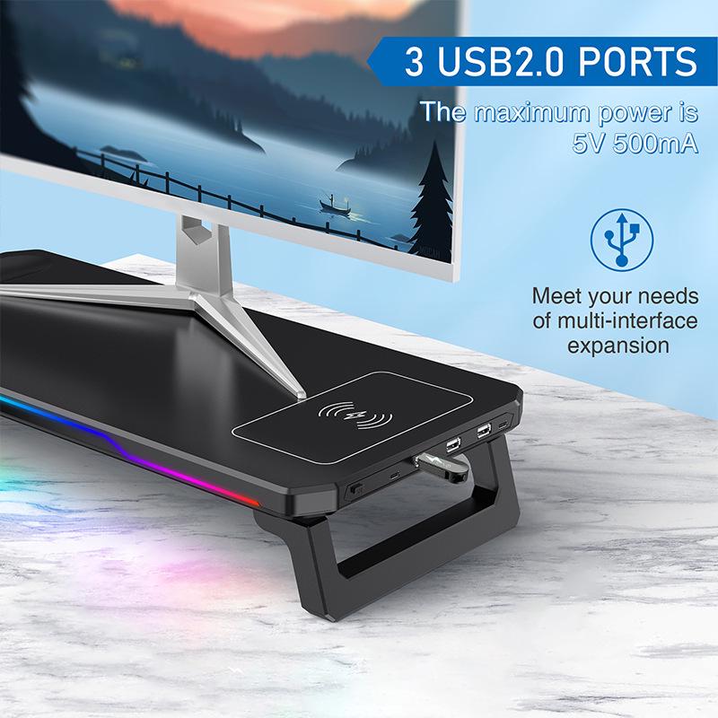 Luminous RGB Folding Monitor Riser & Docking Station Organizer