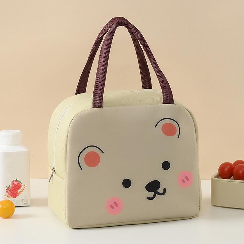 Cartoon Animals Printed Thermal Lunch Bags For Children Kids Storage Banto Lunchbox Food Bag Insulation Bags