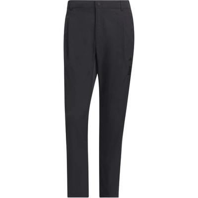 Pure Color Slim-Fit Woven Cropped Casual Pants Men Bottoms Black JE6670