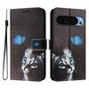 Luksusowe skórzane etui malowane Motyl i Kot Portfel Pokrowiec w stylu książeczki dla Google Pixel 5,5a 5G /6,6a,6 Pro/ 7,7a,7 Pro/ 8,8a,8 Pro /9,9 Pro,9 Pro XL