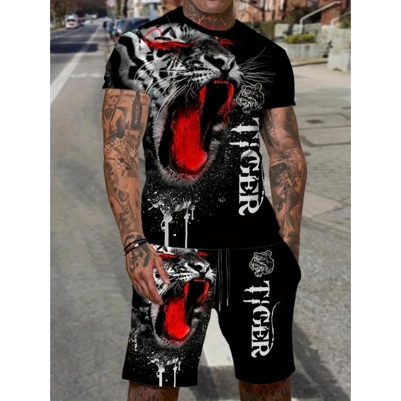 New Lion King Pattern Men's T-shirt Collection 3D Printed Summer Animal Clothing Short Sleeves And Shorts 2 Casual Fashion Piece