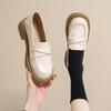 2025 Spring and Autumn Small Leather Shoes Women's British Style Thick Heel Loafers Gentle Wind with Skirt Single Shoes College Style One Pedal