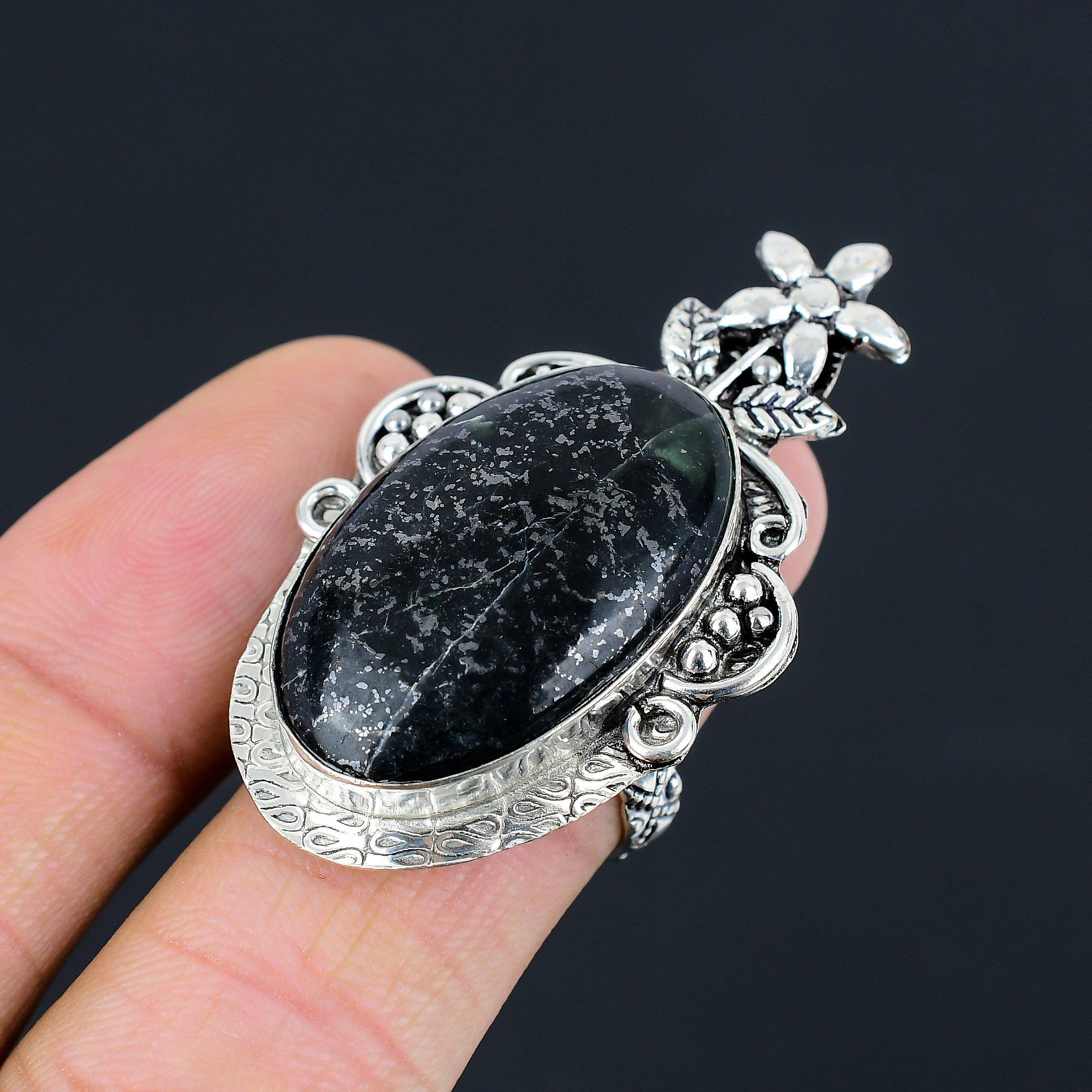 Natural Nepharite Sterling Silver Stackable Flower Birthday Ring Jewelry Size 8 8