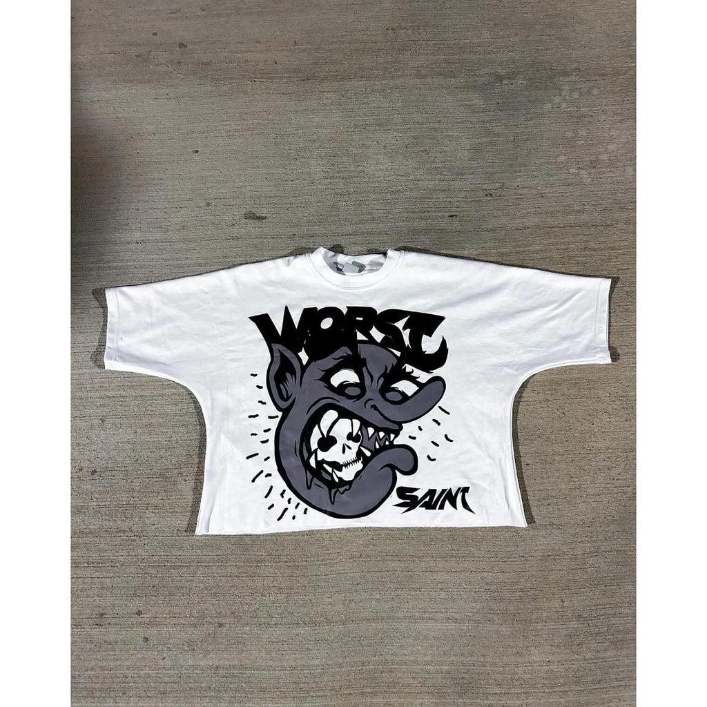 Harajuku Grafikdruck Übergroßes T-Shirt Goth Casual Baumwolle Kurzarm Tops