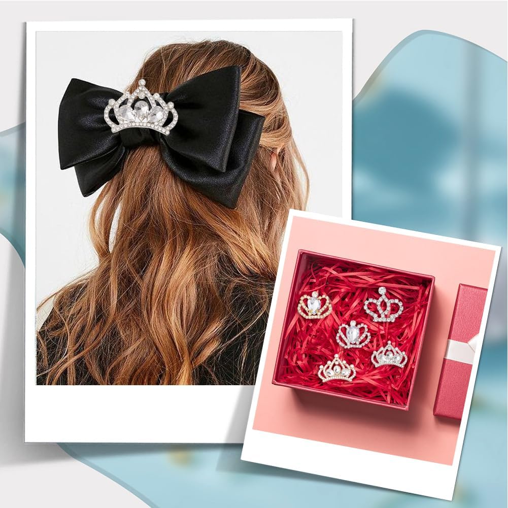 SUNNYCLUE 1 Box 10Pcs Crown Embellishments Rhinestone Crown Charms Crystal Rhinestone Crown Embellishment Flatback Charms for Jewelry Making DIY Hair