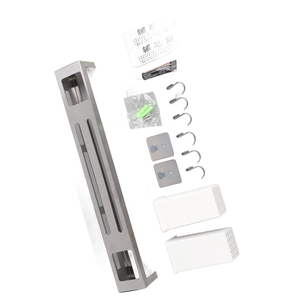 40cm Kitchen Knife Rack Punch Free Stainless Steel Wall Mounted Multifunction Kitchen Utensil Hanger for Home Brushed