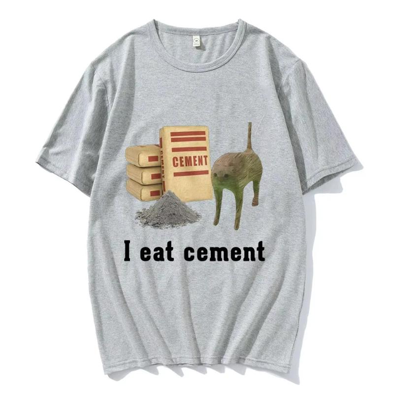 I Eat Cement Cat Funny T Shirts Clothing Fashion Vintage Short Sleeve T Shirts High Quality Loose T-shirts Summer Unisex Top