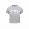 Diamond Pattern Color-Block Short-Sleeve Knit Sweater