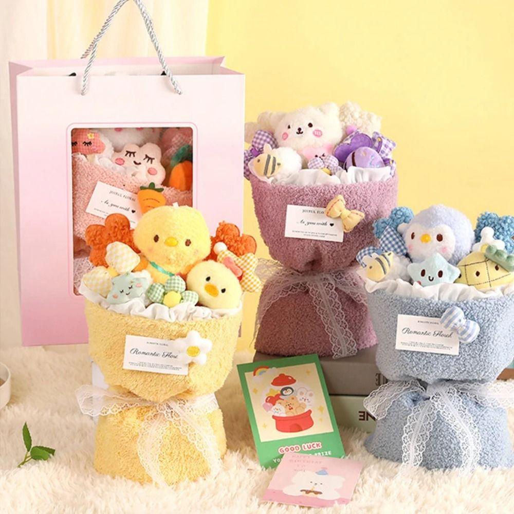 

Медведь Мультяшный Плюшевый Цветочный Букет Пингвин Мультяшный Цыпленок Искусственные Цветы Подружки Bear