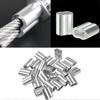 50 Pieces Aluminum Double Sleeves, 3mm Steel Wire Rope Sleeves, Aluminum Crimping Loop Sleeve Clips with Double Ends, for Steel Wire Rope, Wire Rope, 