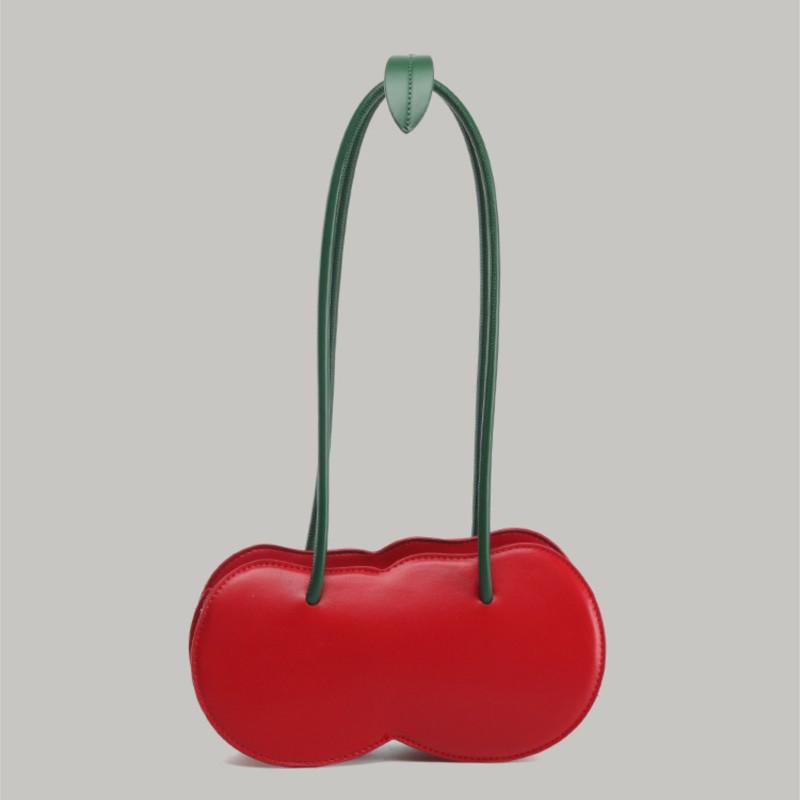 Sweet Cherry Red Underarm Bag Women Water Splash Proof Creative Berry Handbag Ladies Lightweight Polyester Leather Shoulder Bag
