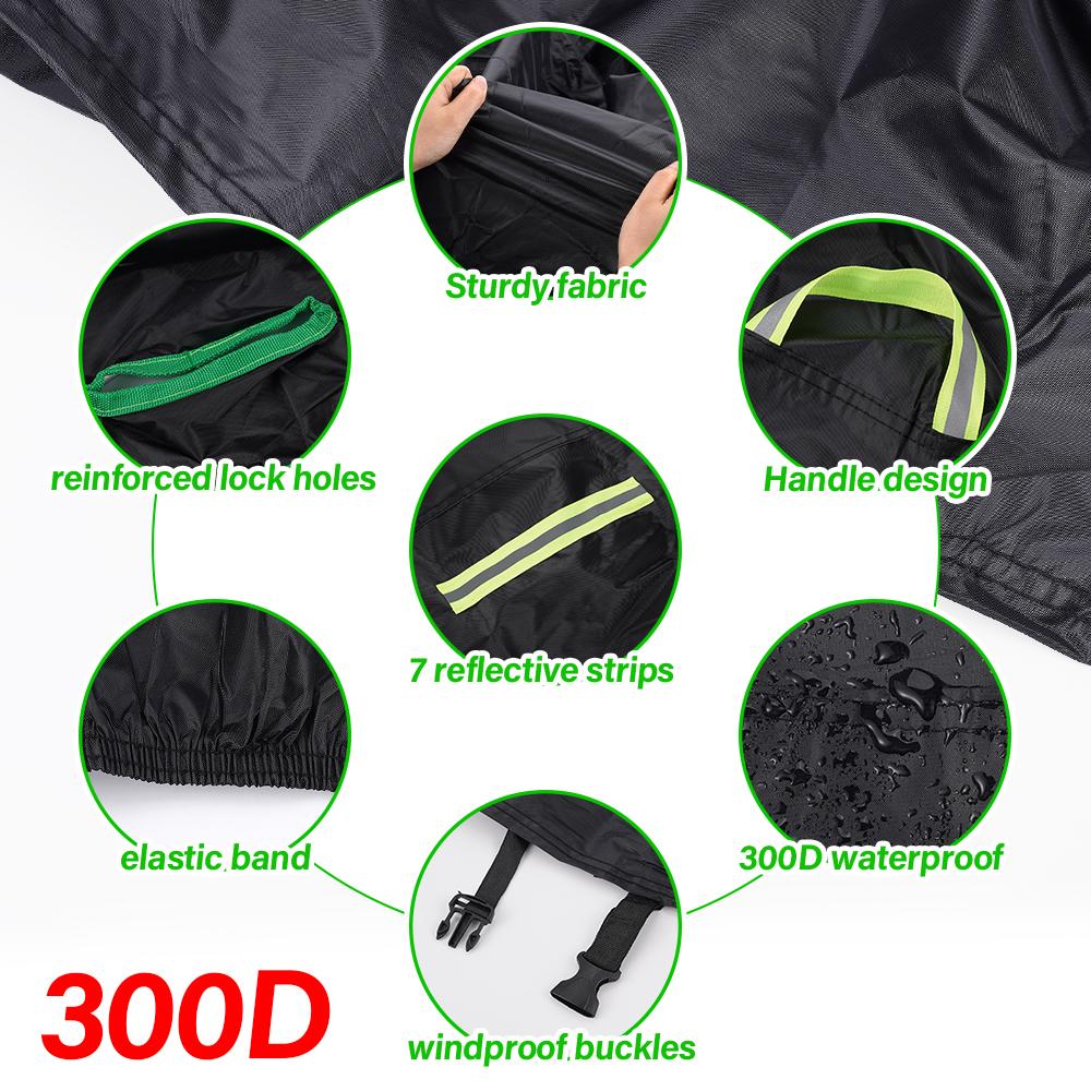 300D Motorcycle Cover Waterproof All Season Dustproof UV Protective Outdoor Indoor Scooter Wear-resistant Fabric Motorbike Cover