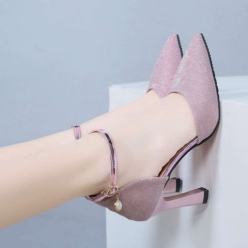 Medium Heel High Heels Thin Heel New Shallow Mouth Pointed Head Women Autumn Fairy Korean Version Fashion Versatile Bag Head Single Shoes Women