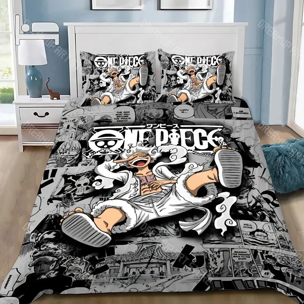 One Piece Duvet Cover Pillowcase, Luffy Cartoon Print Children's Bedding Set, Bedroom Decoration Adult Boy Gifts