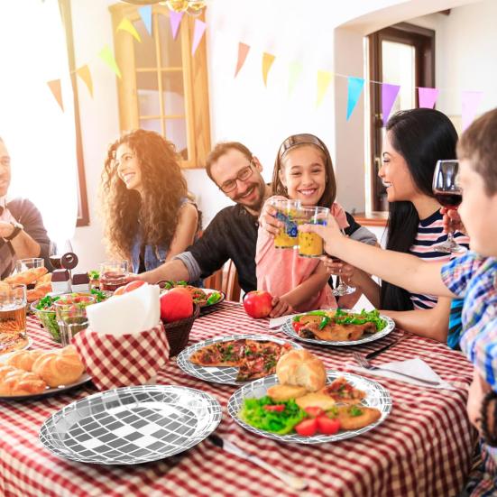 25Pcs Disco Party Disposable Plate Shiny Vintage Wedding Birthday 70/80s Themed Party Table Decoration Food Grade Paper Dinner Dish Dinnerware Kit