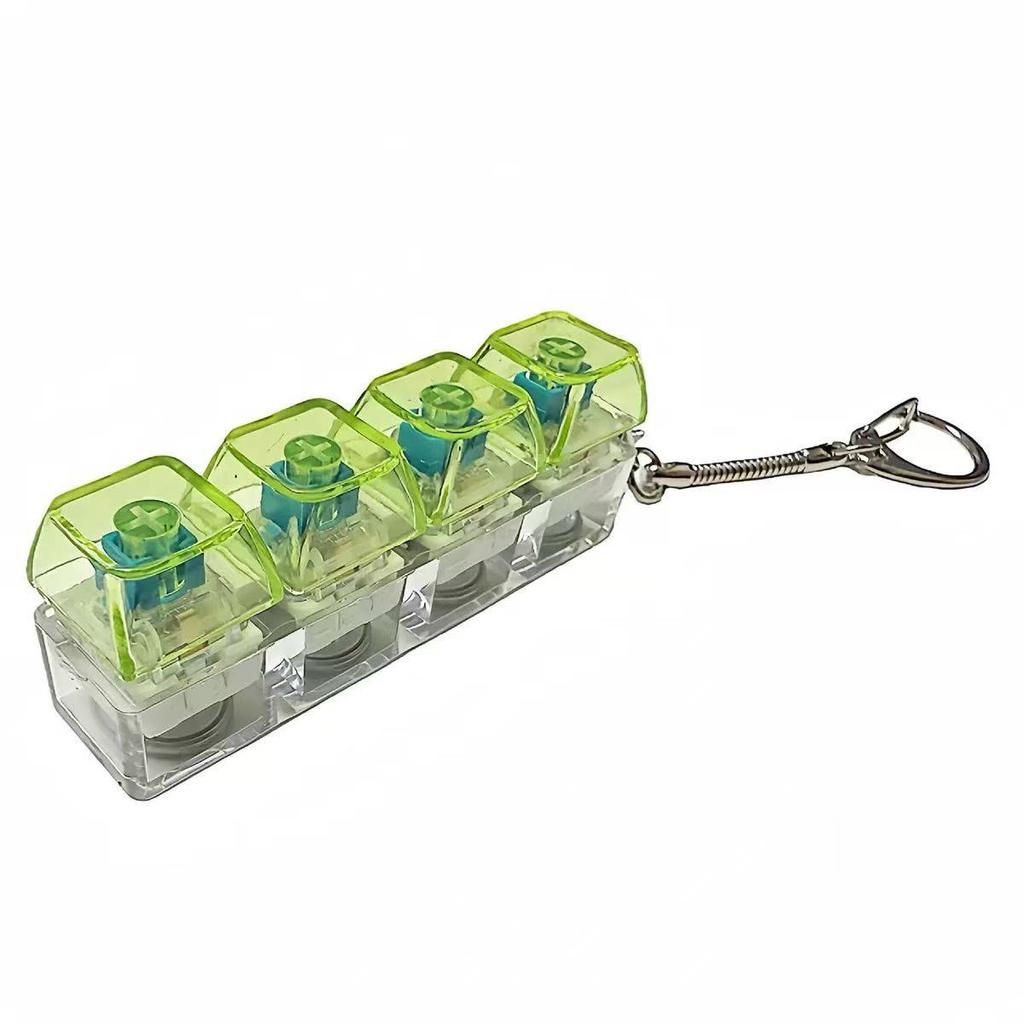 Creative Press Mechanical Keyboard With Lamp Decompression Artifact Personalized Keychain Vent Toy Transparent Schoolbag Buckle