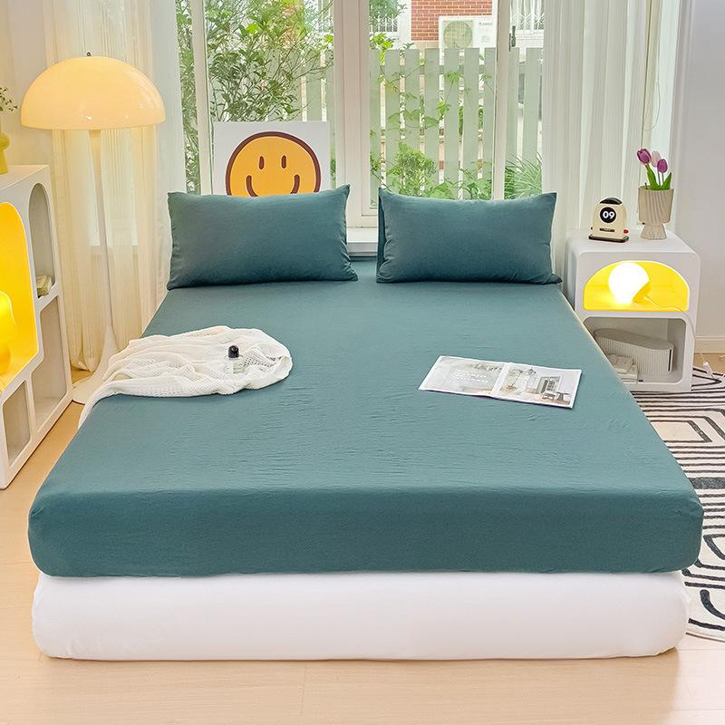 

Простой мягкий восковой зеленый матрас цельный стиранный хлопок нескользящий фиксированный наматрасник покрывало для кровати защита от пыли матраса Simmons 180 * 200 single piece mattress циан