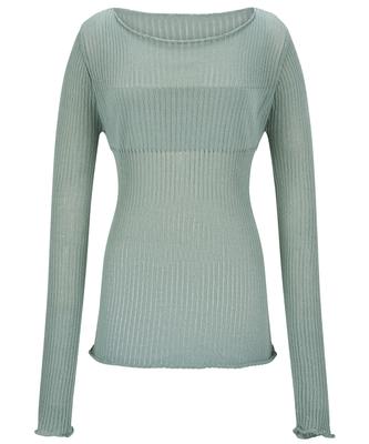 Tobaseu Boat Neck Knit With Varied Scallop Detail (Mint)