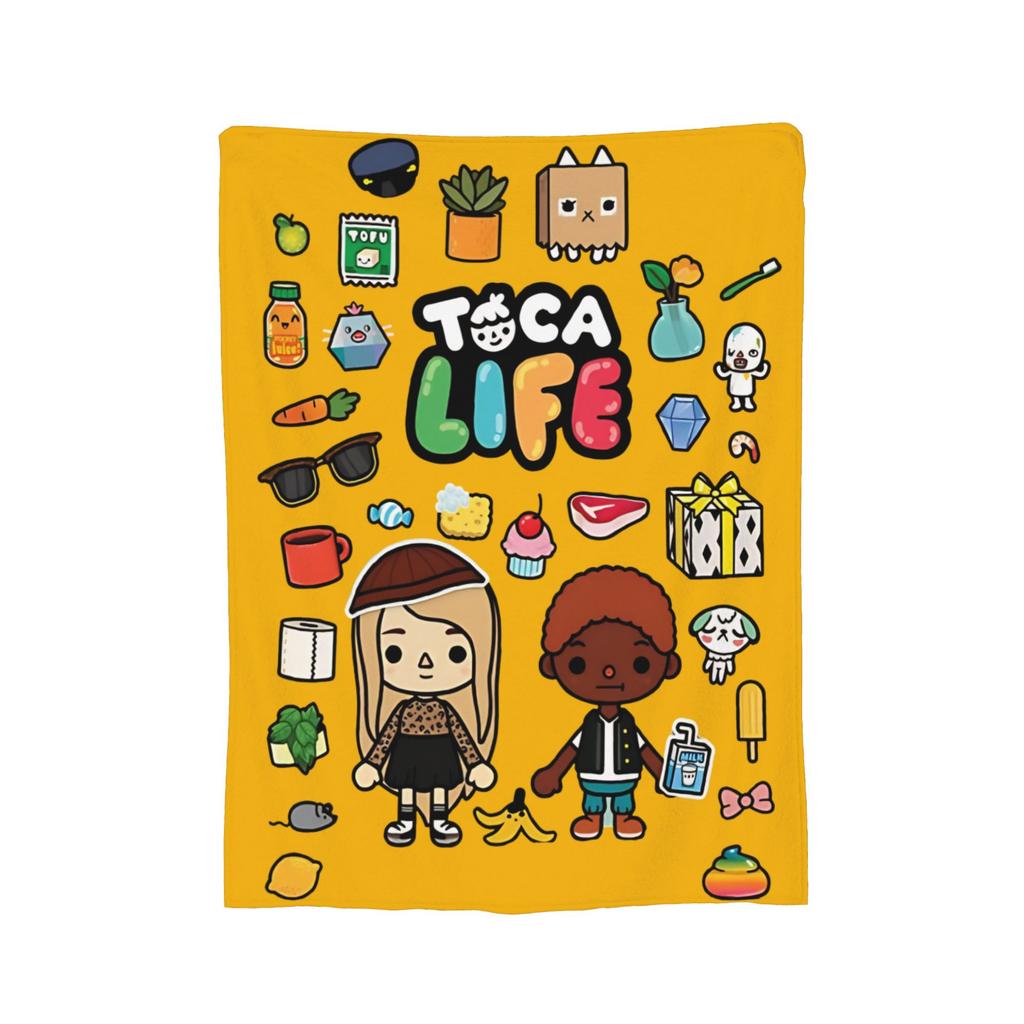 Toca Boca World Strickdecke Fleece Cartoon Spiele Super Weiche Überwurfdecken für Zuhause Couch Bett Teppich