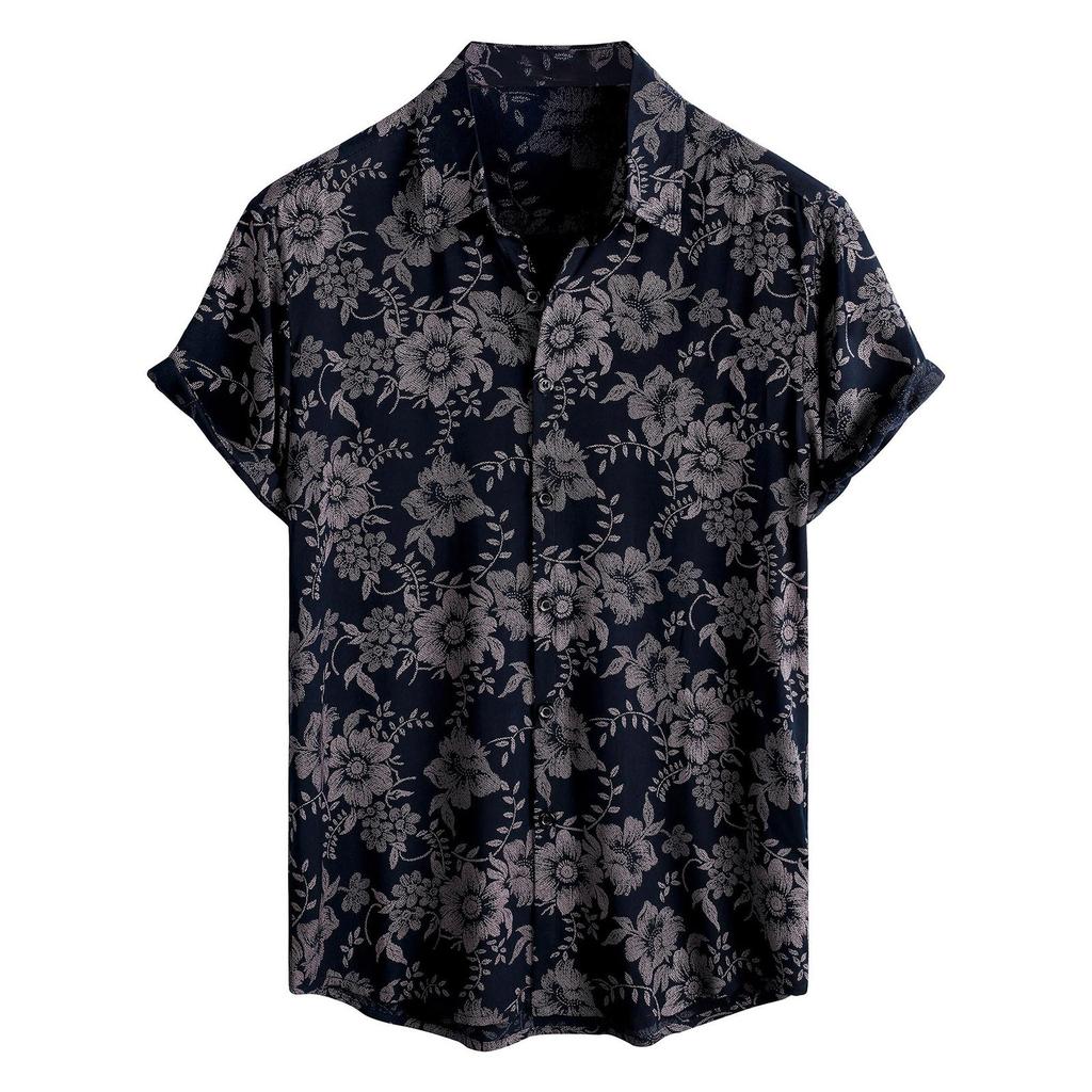 Men's Short Sleeved Shirt, Daily Fashion Printed Button Top, Chest Pocket Cardigan