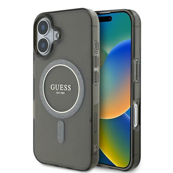 Guess Guhmp16Mhfgerek Iphone 16 Plus     6.7 Czarny/Black Hardcase Iml Glitter Circle Magsafe