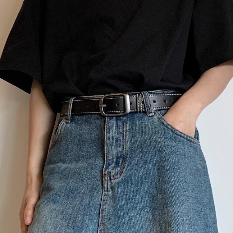 Ceinture en Cuir Style Rétro Hong Kong pour Homme avec Boucle à Ardillon - Polyvalente Large Décontractée
