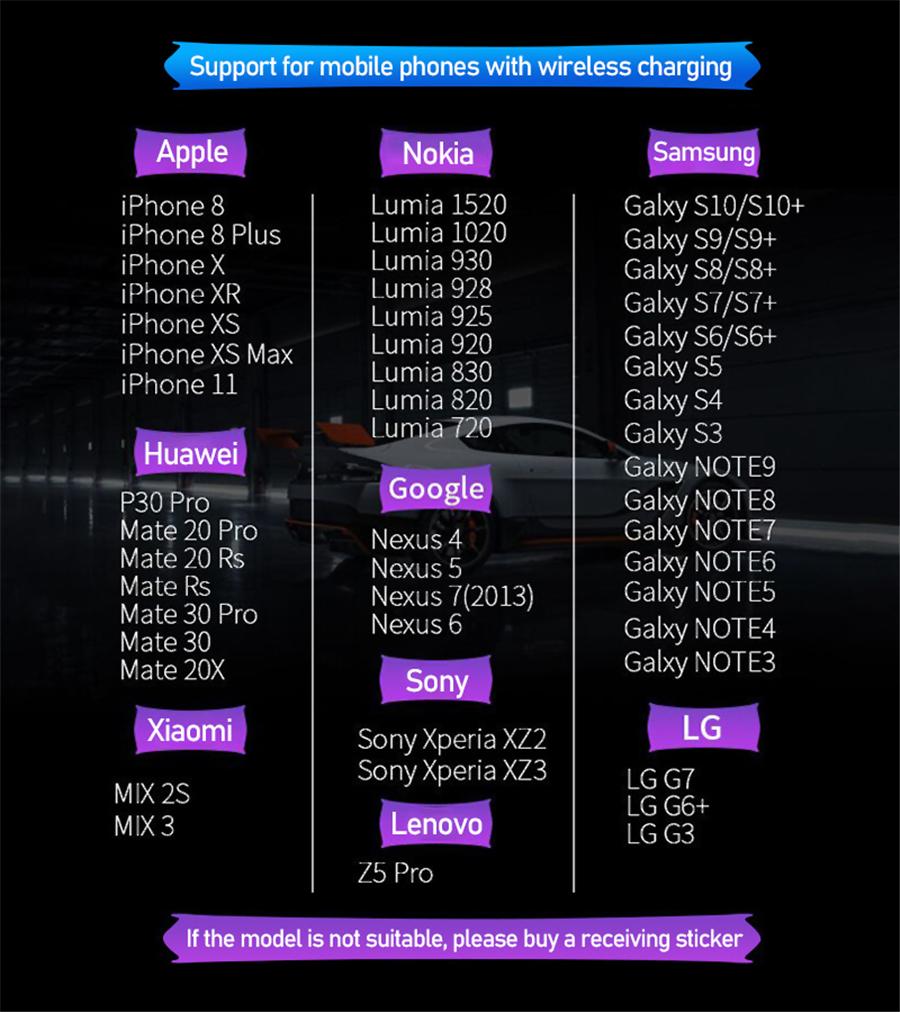 10W Car Wireless Quick Charger Automatic Clamp Smart Sensor Mount Holder For Phone RX